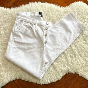 J Crew Factory High Rise Straight White Jeans Signature Stretch Denim Size 32